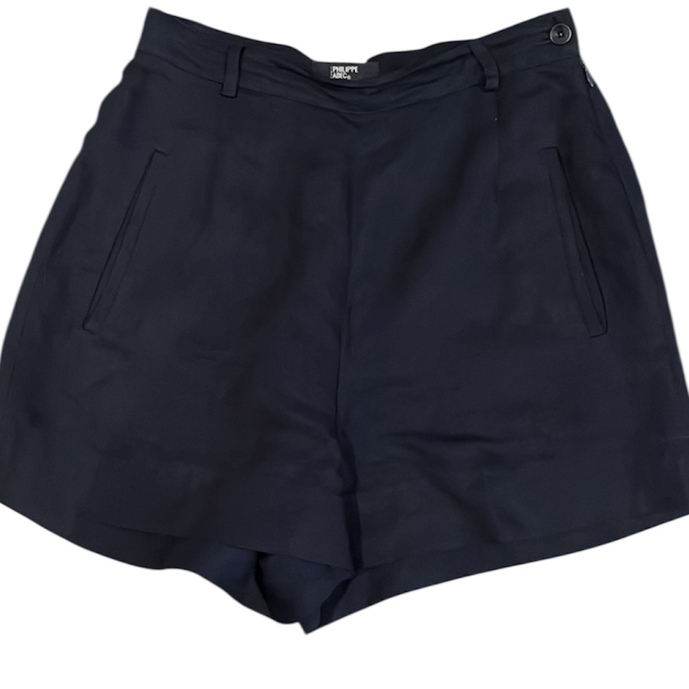 Philippe Adec Navy Linen-Rayon Shorts Size 8